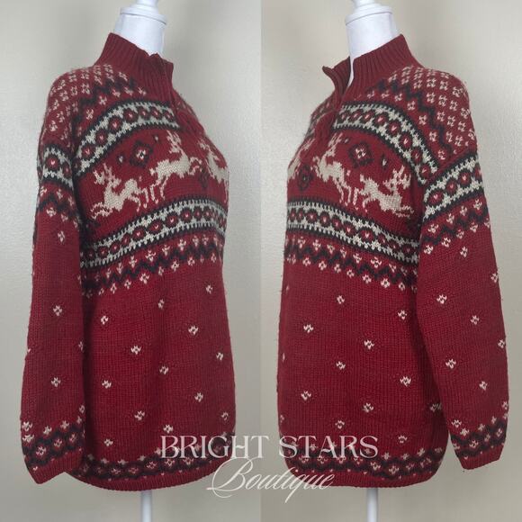 Rare Vintage Reindeer Holiday Sweater ASO Phoebe Buffay Friends Oversize Knit - Picture 6 of 12